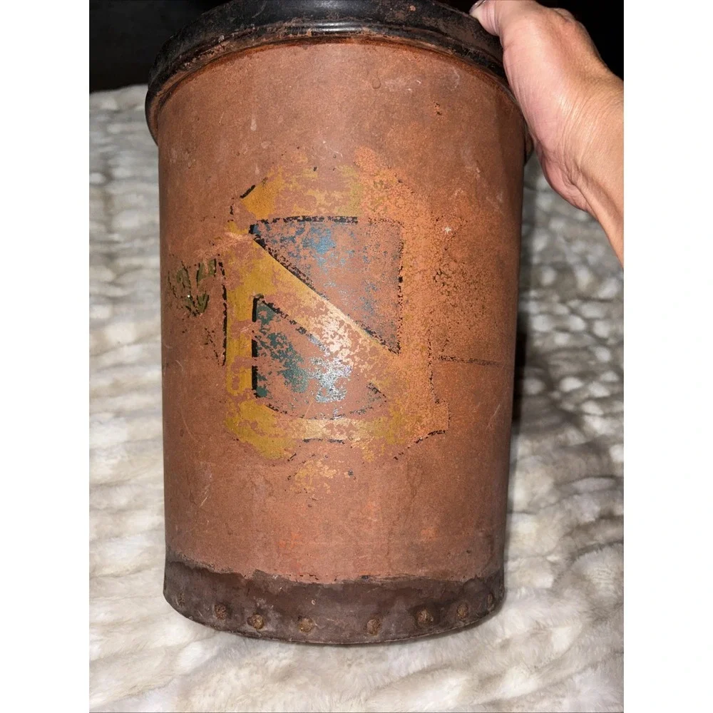 vintage industrial Vul-Cot wastebasket hard vulcanized paper fiber Riveted